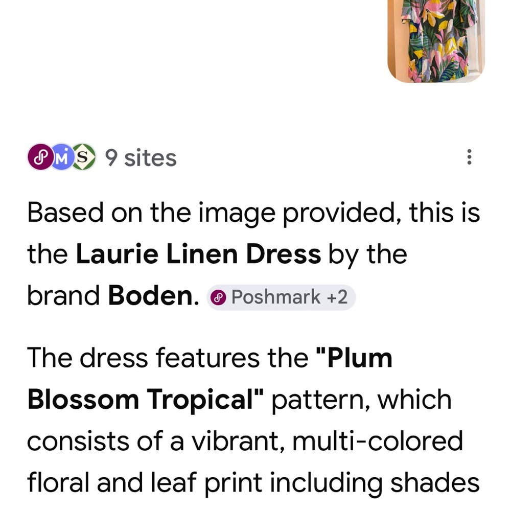 Boden Bright Tropical Print Linen Dress in Pink, Yellow & Green - Picture 4 of 5